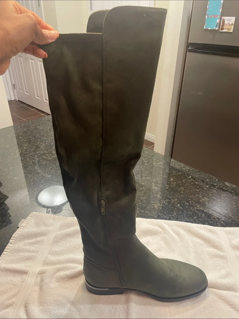 Nine West Olive Green Women's Suede Mid-Calf Boots